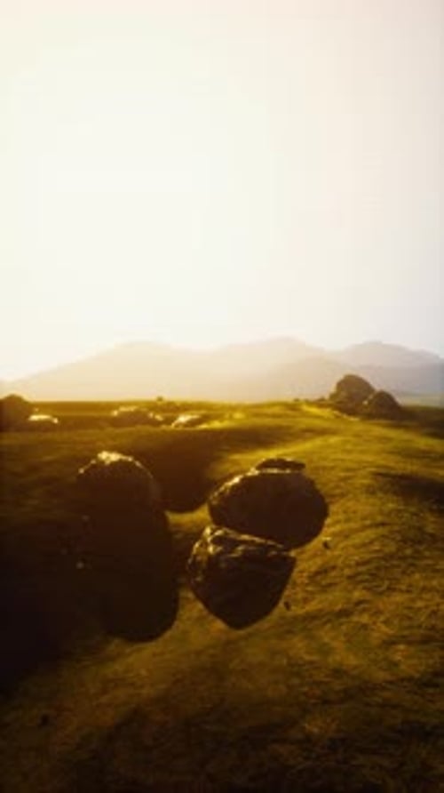 Grassy Field With Large Rocks