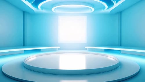 Futuristic Studio Background with Glowing Circular Stage for Presentations