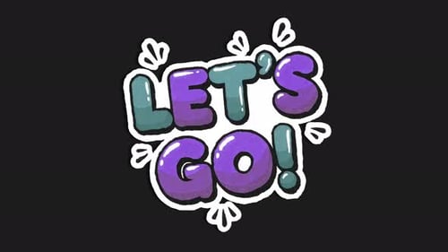 Purple Lets Go Wiggle Sticker Doodle Style