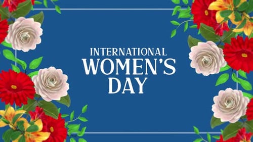 International Women's Day Decorative Floral Frame Text Animation