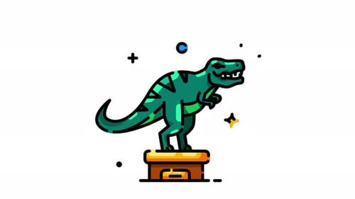 Animated Flat Design T-Rex Dinosaur Icon
