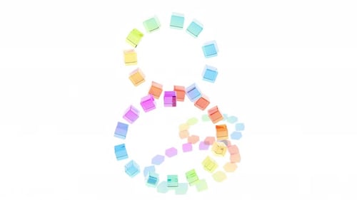 Number 8 Made Up of Colorful Cubes Intro Able to Loop Seamless