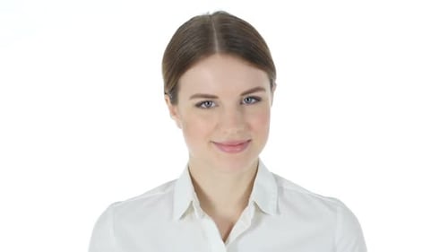 Woman's Close Up Studio Portrait on White