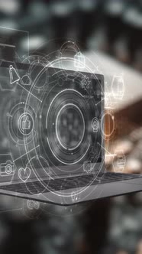 Animated Futuristic HUD Data Interface for Technology Corporate Projects