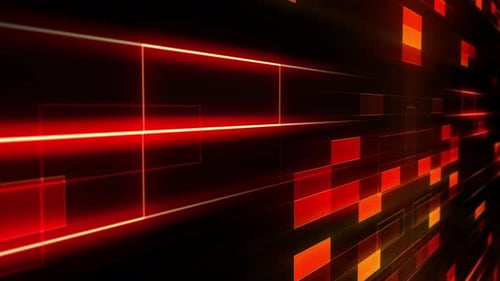 Futuristic Red and Orange Digital Grid Loop Background