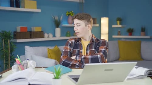 Teen Student Frustrated While Doing Homework