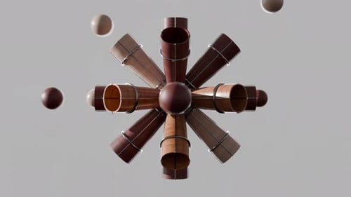 Animação de esferas e tubos satisfatórios em loop 3D