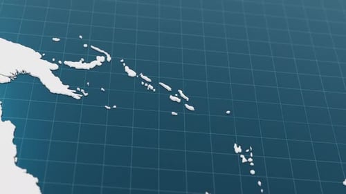 Blue Solomon Islands 3d Map with Pointer Pin Surrounded with Other Countries in White Political Map