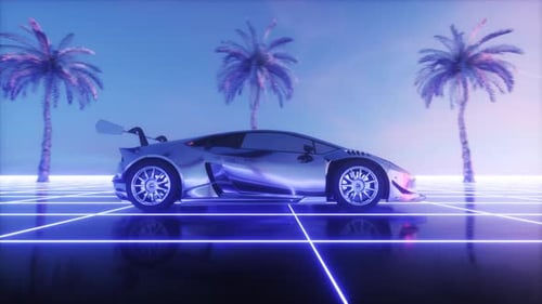 Synthwave Riding Sport Car Bakground