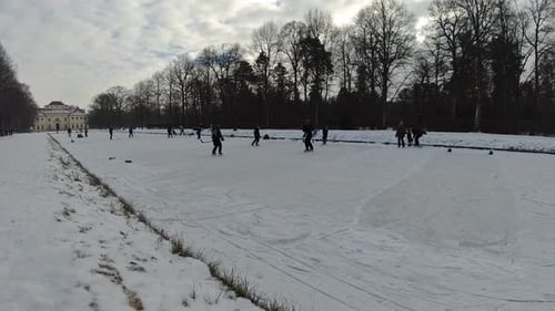 Oberschleißheim Schloss in winter
German palace covered in snow
Ice hockey