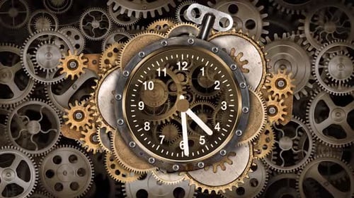 Mechanical Clock Gears Spinning Time Lapse Animation