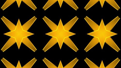 Pulsating Golden Geometric Star Pattern Background Loop