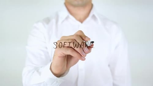 Logiciel, Homme écrivant sur verre