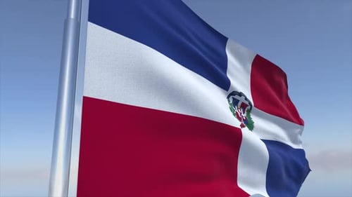 Dominican Republic Flag Waving Realistically in Slow Motion