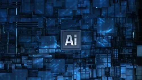 3D Futuristic AI Technology: Glowing Circuit Chip with Digital Circuit Lines HD