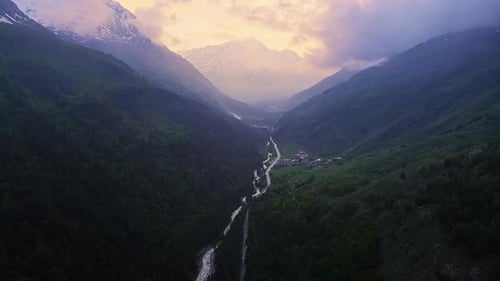 A Colorful Sunset in the High Mountains