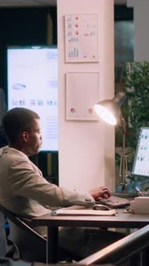 Vertical Video Supervisor Checking Accountant Tasks