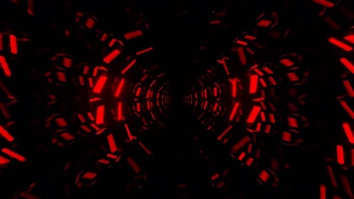 Red Neon Circles Mirror Tunnel Background Vj Loop In 4K
