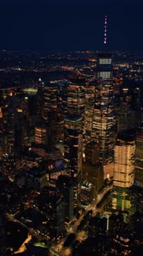 Billions of lights in the immense panorama of metropolis. Splendid cityscape of New York at night