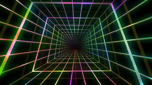 Neon Grid Tunnel Retro 80s Background