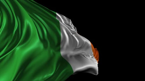Realistic Waving National Flag of Ireland Animation