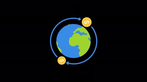 Flat Design Global Money Exchange Animation