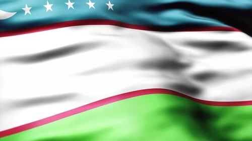 Realistic Uzbekistan National Flag Waving Seamless Loop
