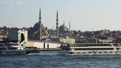 Golden Horn with Ferries and Views of the Mosque the Galata Bridge Tourist Istanbul Turkey