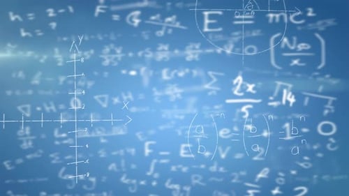 Animated Scientific Equations and Graphs Sketch Background