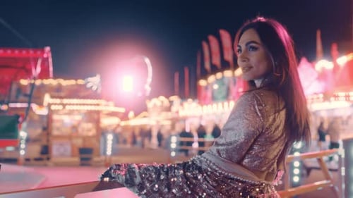 Beautiful Model in a Amusement Park