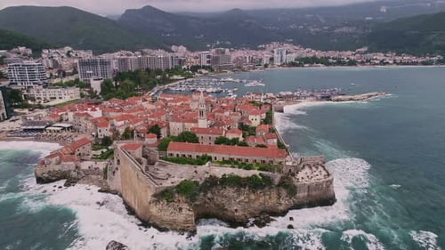 Budva Montenegro Old Town Aerial View