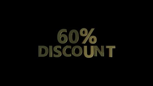 3D Gold Discount Percentage Text Reveal