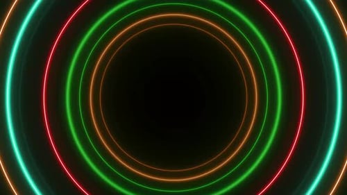 Abstrakter kreisförmiger Laser-Neonlicht-Hintergrund 4K