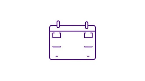 Animated Calendar with Eating Utensils Line Icon