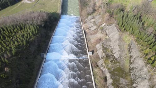 Aerial Dam Water Discharge