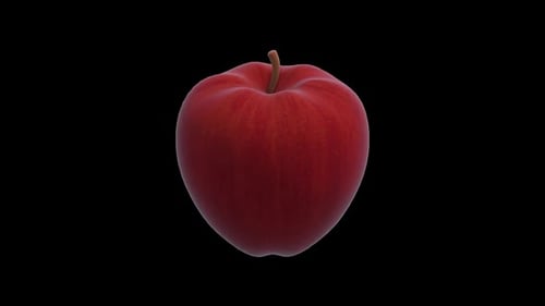 Realistic 3D Red Apple Rotating on Black Background