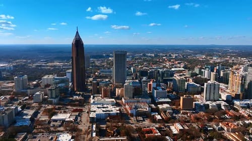 Two high-rise buildings standing out in the scenery of Atlanta, Georgia, the USA.