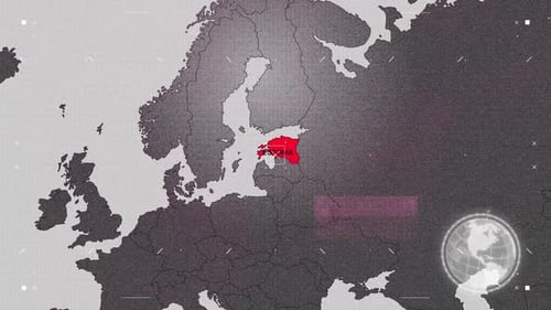 Digital World Map with Glitch Effects and Country Highlight