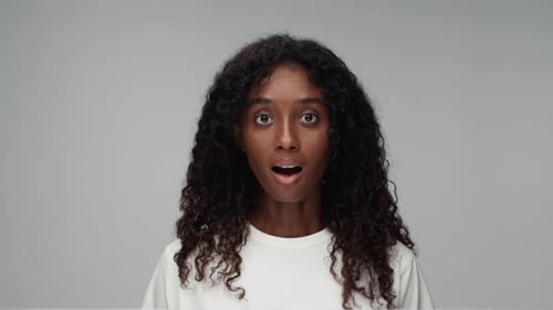 Woman Reacts With Shock and Surprise Close Up