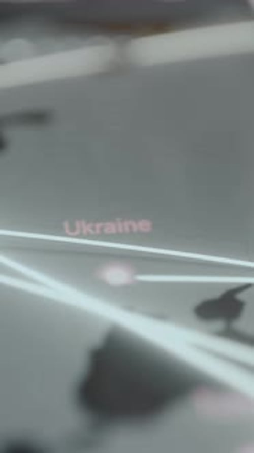 Animated Flight Route Over Earth on Digital Display