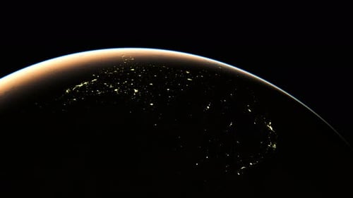 Amazing View Sunrise Over America Seen From Space. Beautiful and Realistic Sunrise