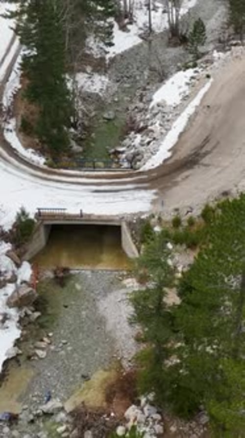 Vertical Video Winter Mountain Cinematography Aerial View of Majestic Mountains River and Cinematic