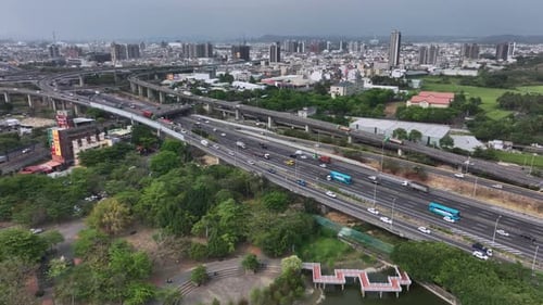 Highways With Cars In Kaohsiung, Taiwan