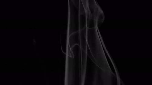 Wispy White Smoke Flowing on Black Background