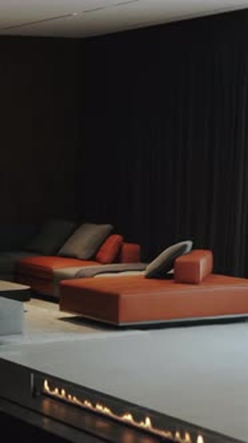 Modern Interior with Elegant Sofa and Fireplace