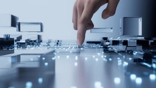 Digital Finger Press Activates Futuristic Glowing Data Network