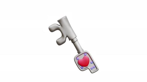 3D Animation Love Key With Heart Decoration