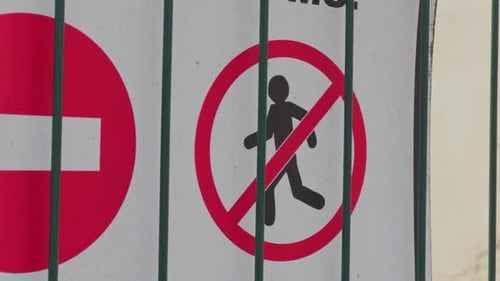 No Pedestrians Sign in an Urban Setting Important Safety Regulations are Being Properly Observed