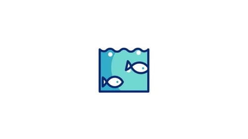 Flat Design Fish Swimming Water Icon Animation