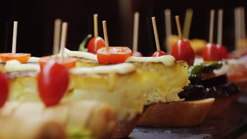 Italian or Spanish Restaurant with Traditional Tapas Pinchos Food Spanish Cuisine Delicious Tapas